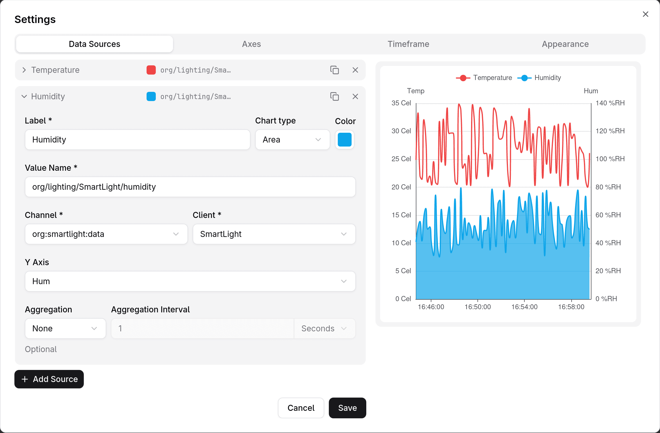 Data Sources tab with two example data sources