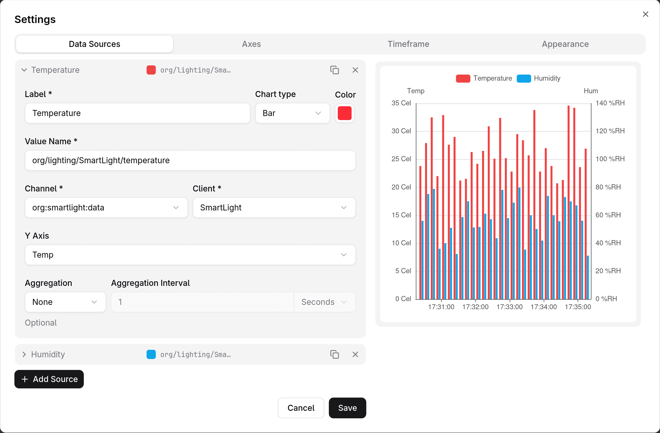 Data Sources tab with two example data sources