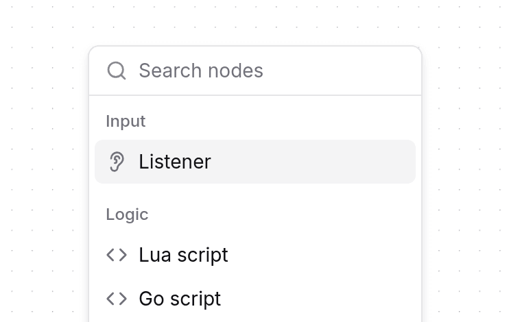 Nodes menu - Listener