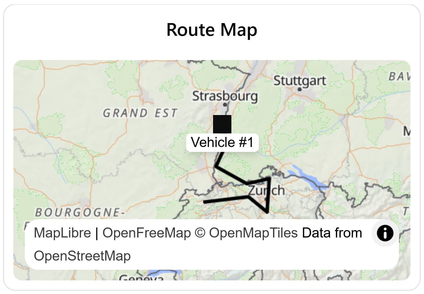Route map widget preview