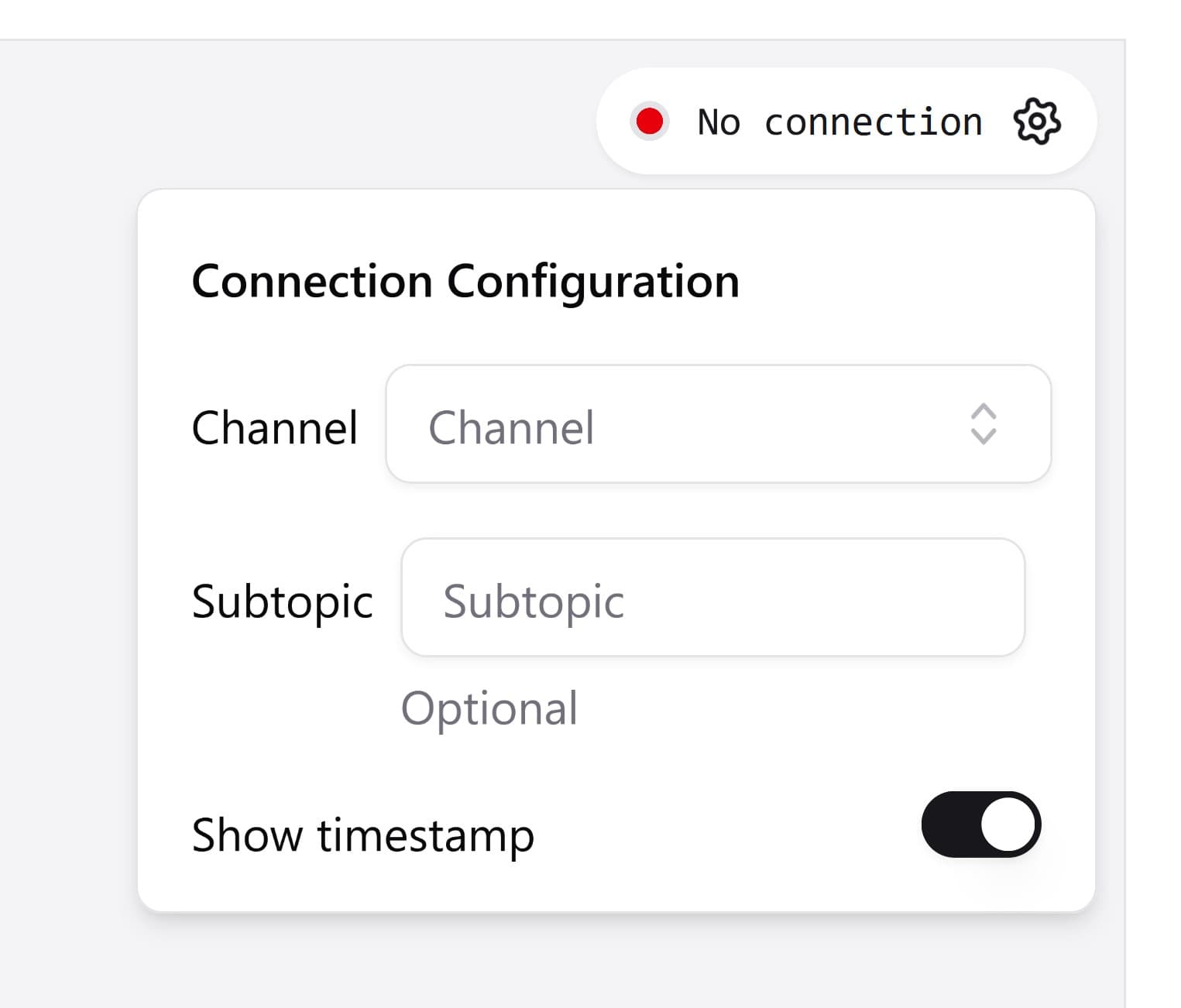 The TelemetryWatch configuration menu