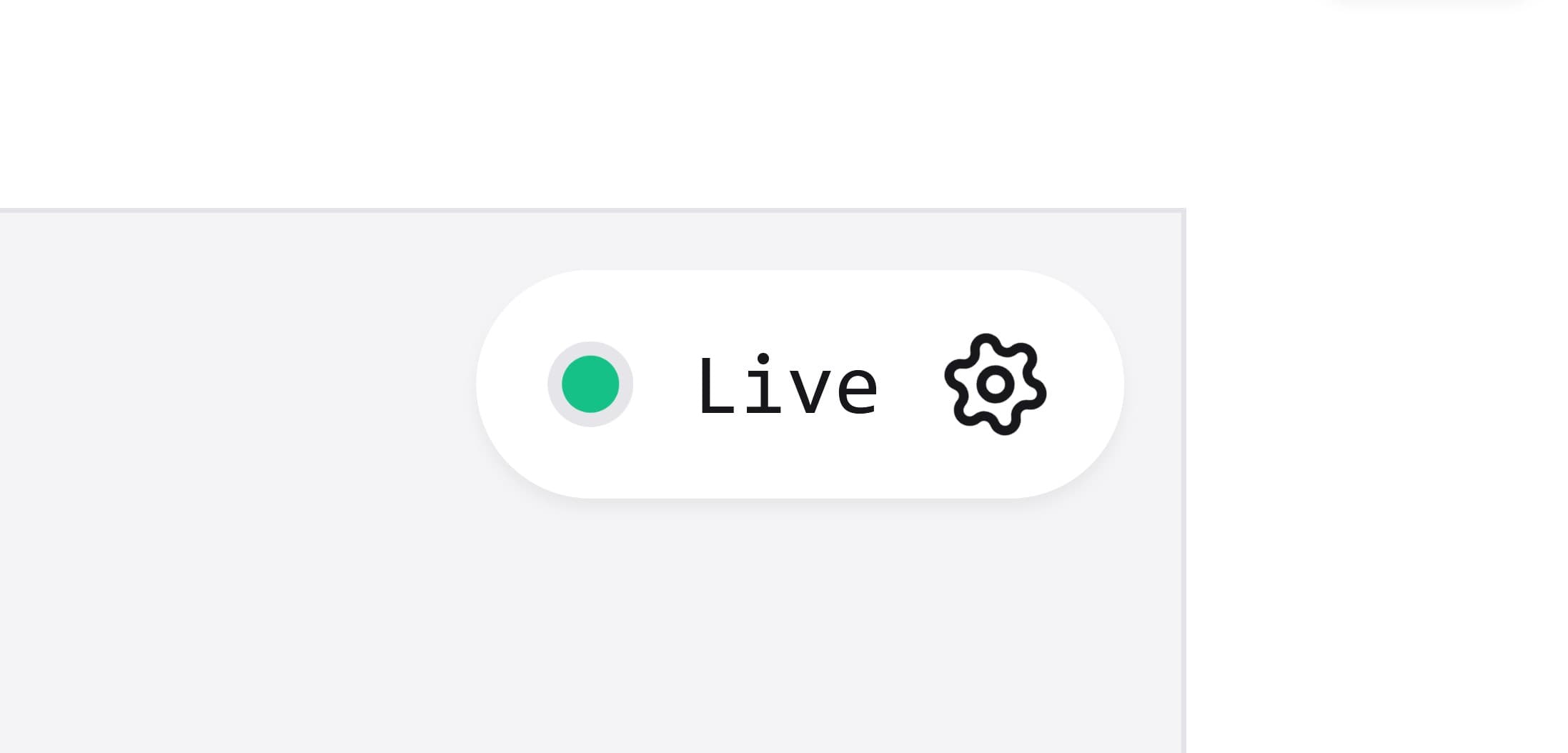 A successful connection will display Live with a green dot on the connection indicator